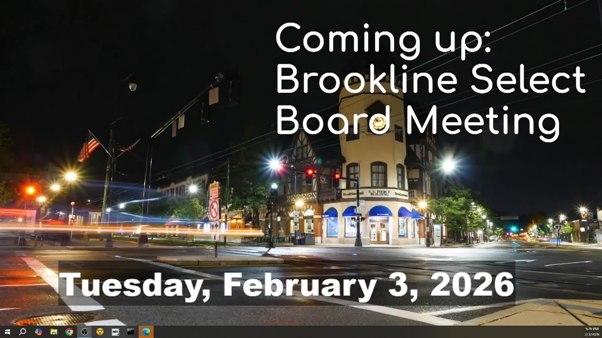 Thumbnail image for Brookline Select Board Meeting - February 3, 2026