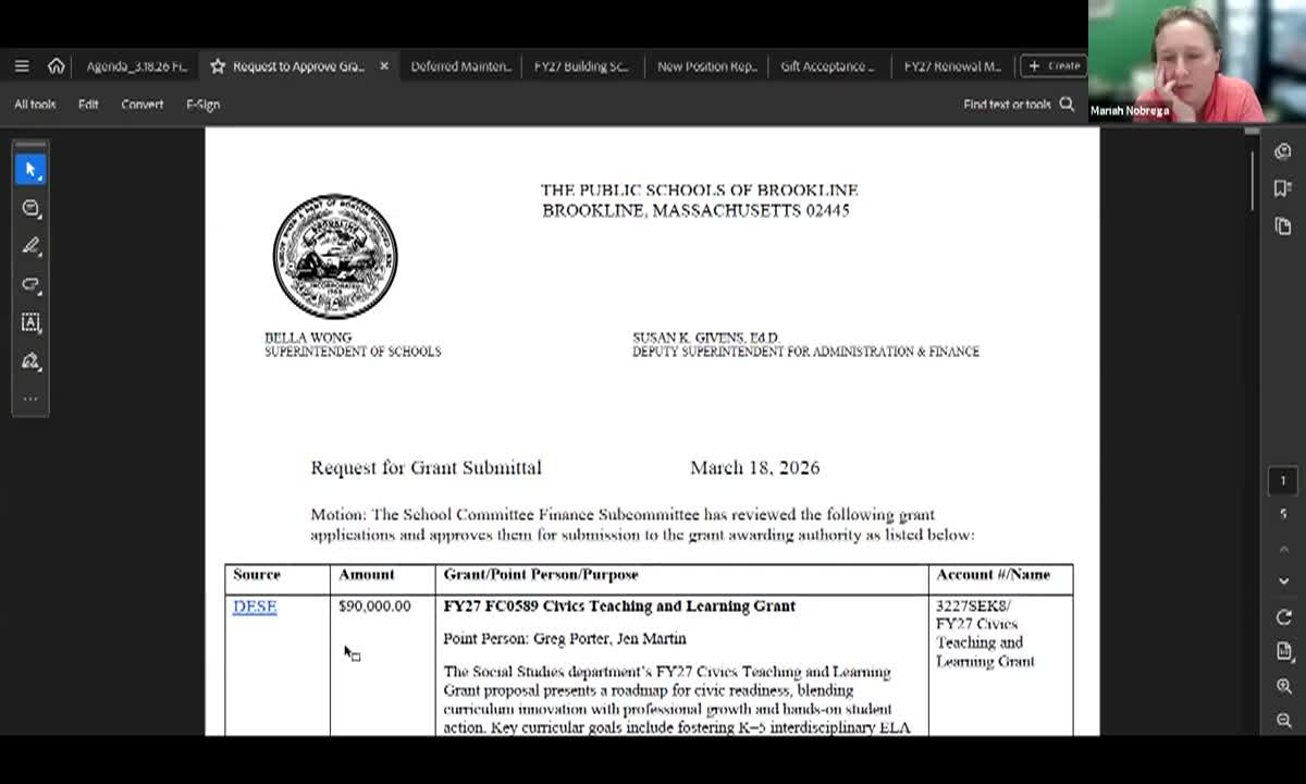 Thumbnail image for School Finance and Capital Projects Subcommittee Meeting - March 18_ 2026