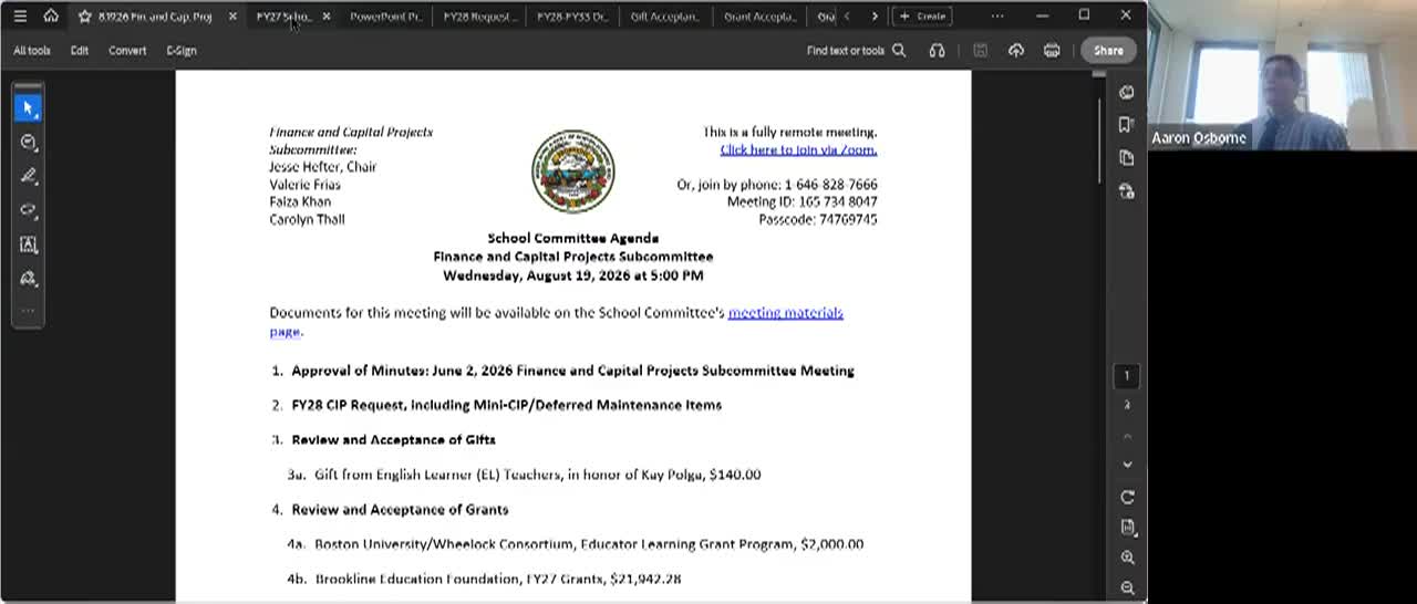 Thumbnail image for School Finance & Capital Projects Subcommittee Meeting - August 19, 2026